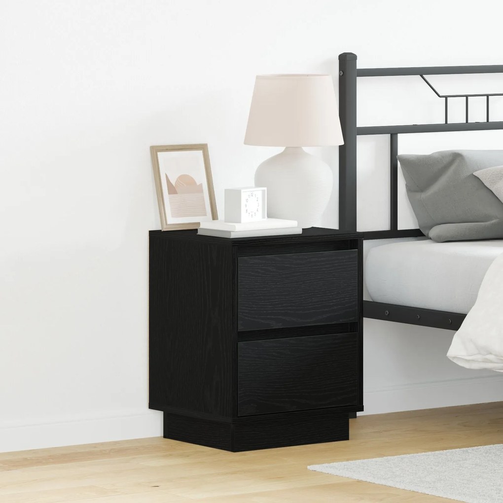 Criados-mudos com Luzes LED 2 pcs Preto 39x34,5x50 cm