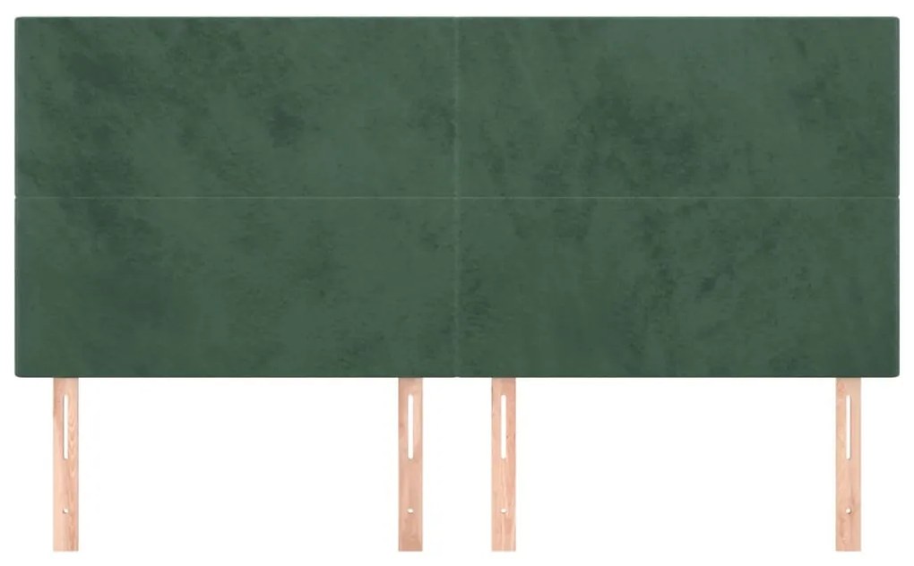 Cabeceira de cama 4 pcs veludo 100x5x78/88 cm verde-escuro