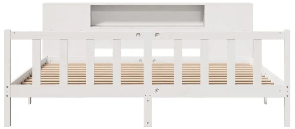 Cama com estante sem colchão 200x200 cm pinho maciço branco
