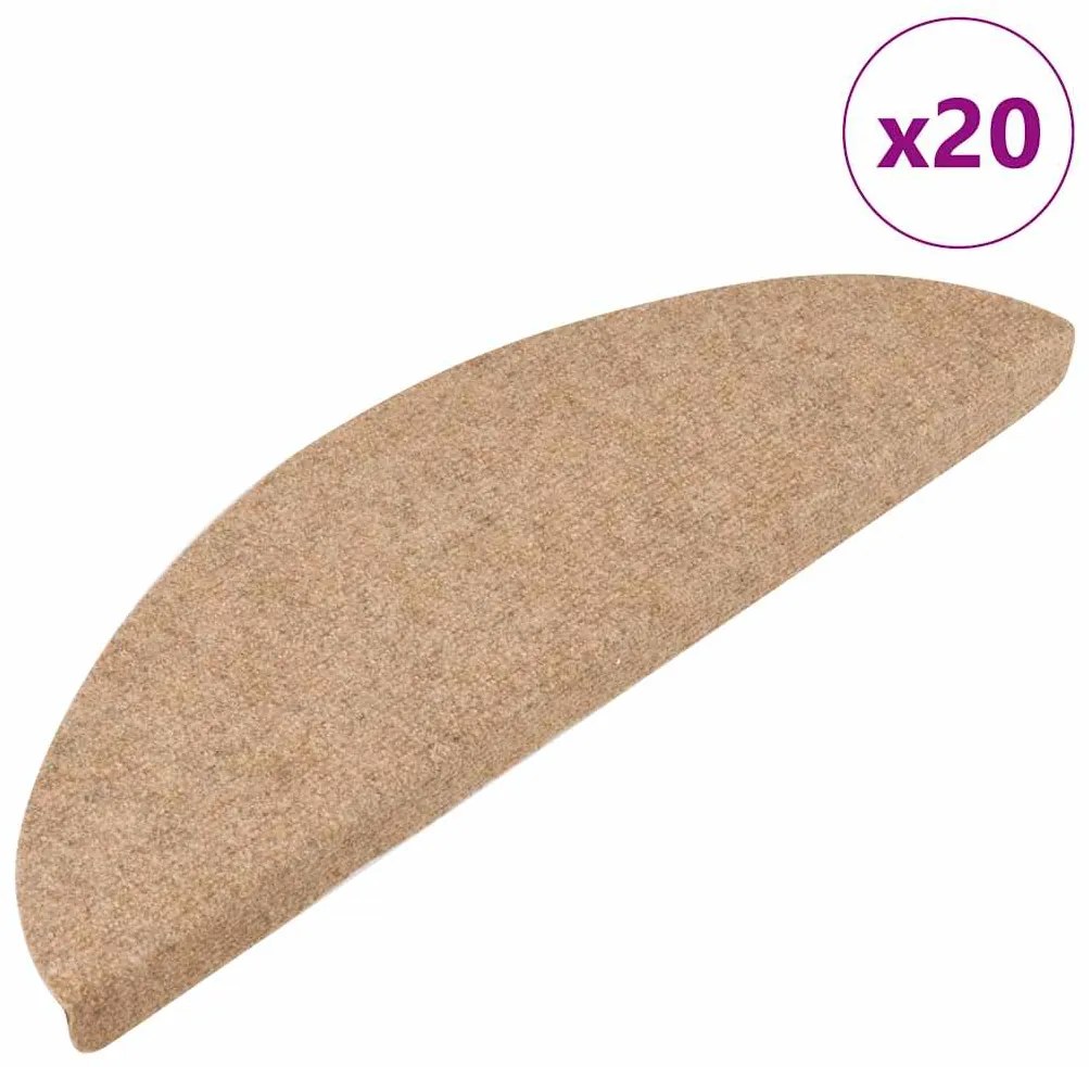Tapetes de escada adesivos 20 pcs 56x17x3 cm bege