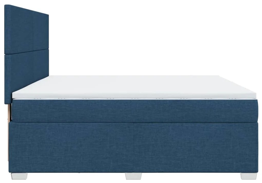 Cama com molas/colchão 180x200 cm tecido azul