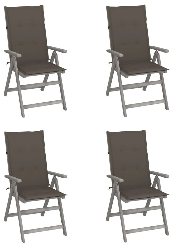 vidaXL Cadeiras jardim reclináveis c/ almofadões 4 pcs acácia maciça