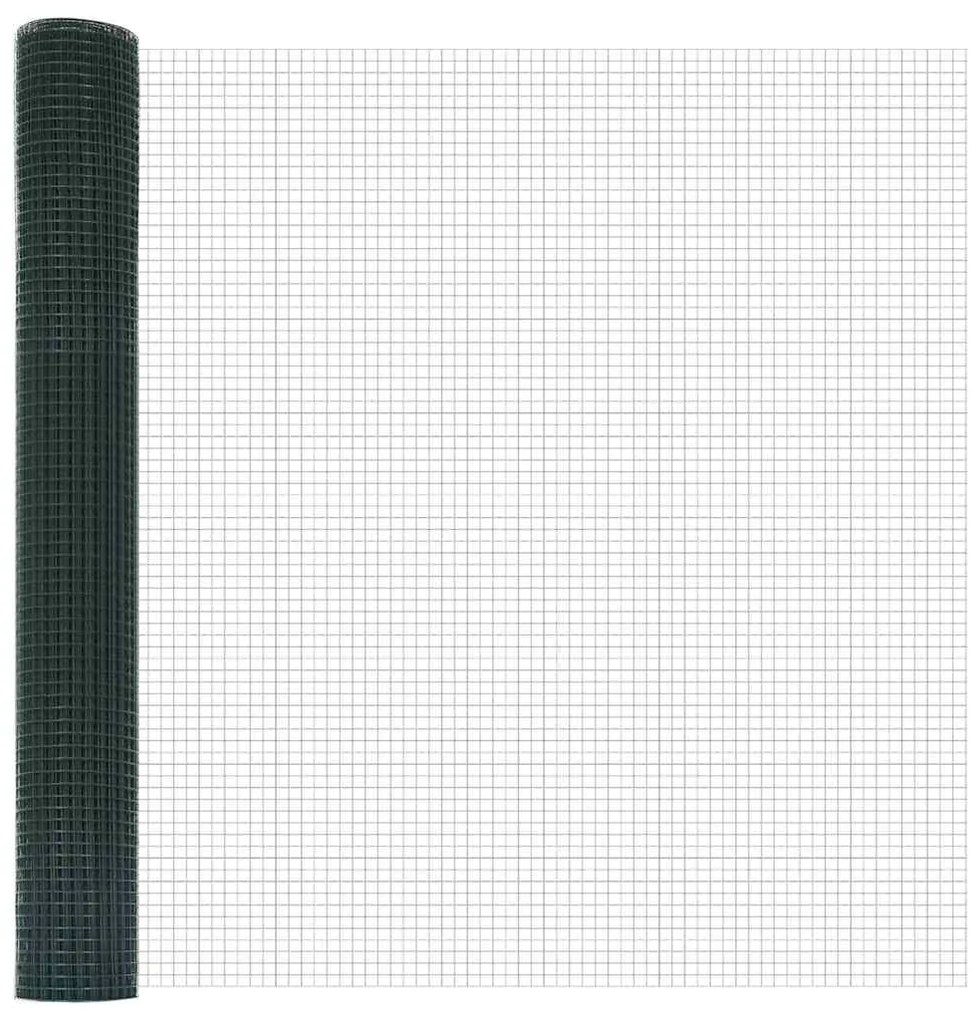 Cerca de Fio Soldado com 7 Postes Flangeados Verde 0.8x10 m Aço