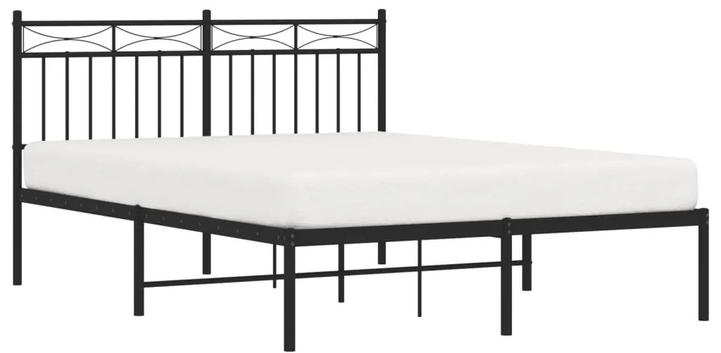 Estrutura de cama com cabeceira 140x190 cm metal preto