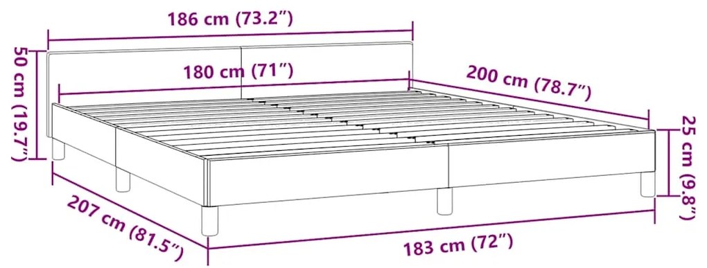 Estrutura de cama sem colchão 180x200 cm tecido cinzento-escuro