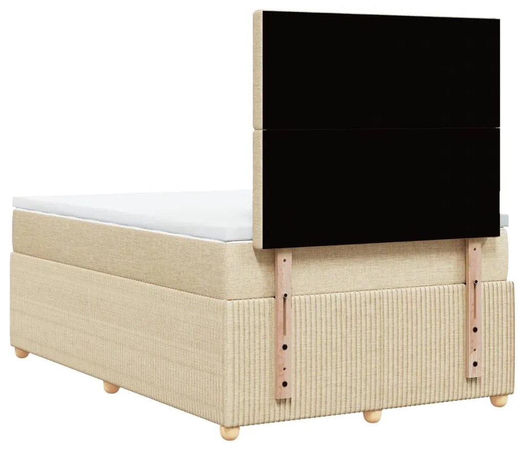 Cama boxspring com colchão 120x190 cm tecido cor creme