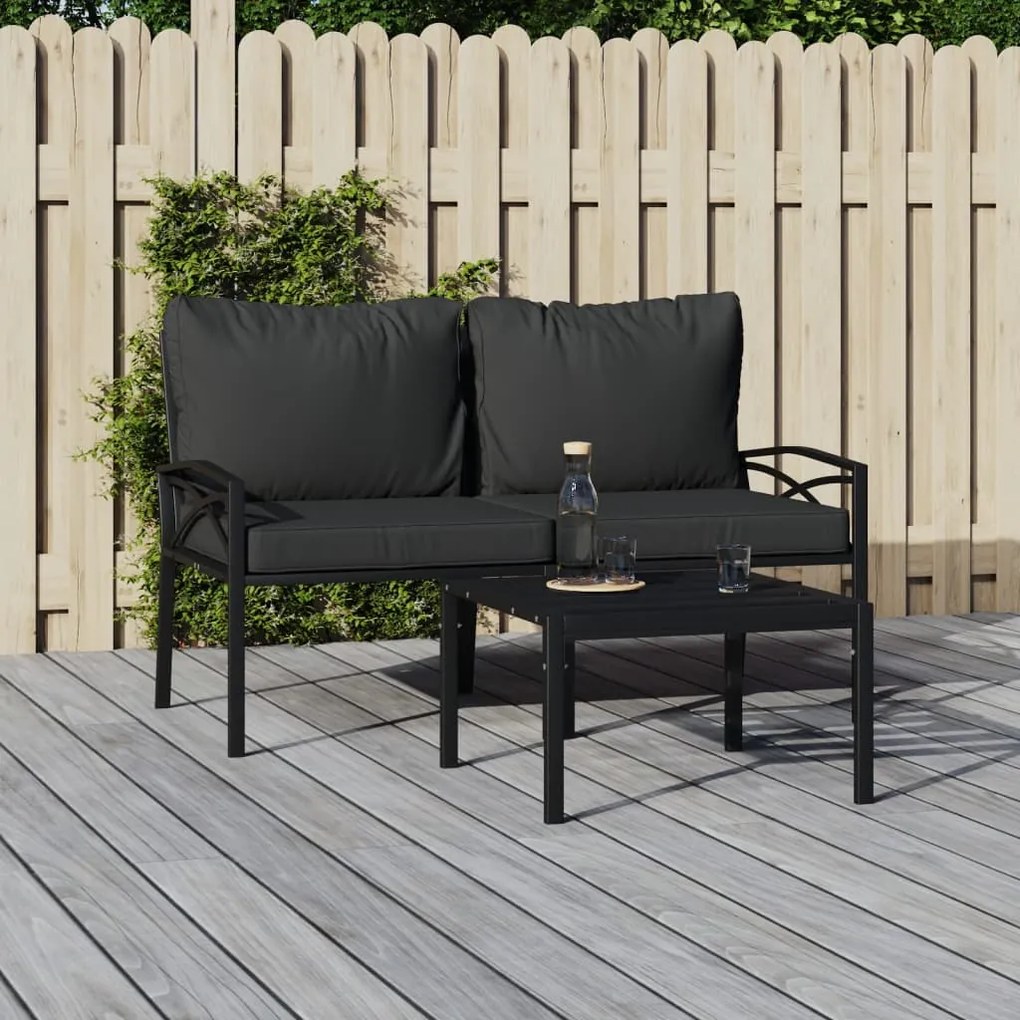 vidaXL Cadeiras de jardim c/ almofadões cinzentos 2 pcs 62x75x79cm aço