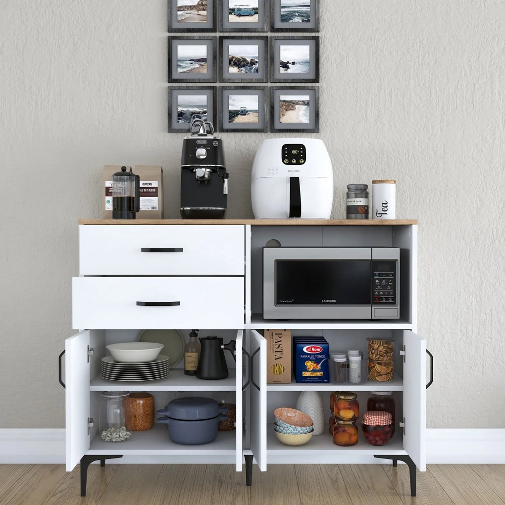 Armário Multiusos JE166 – Branco Nogal – 120x98,6x40 cm