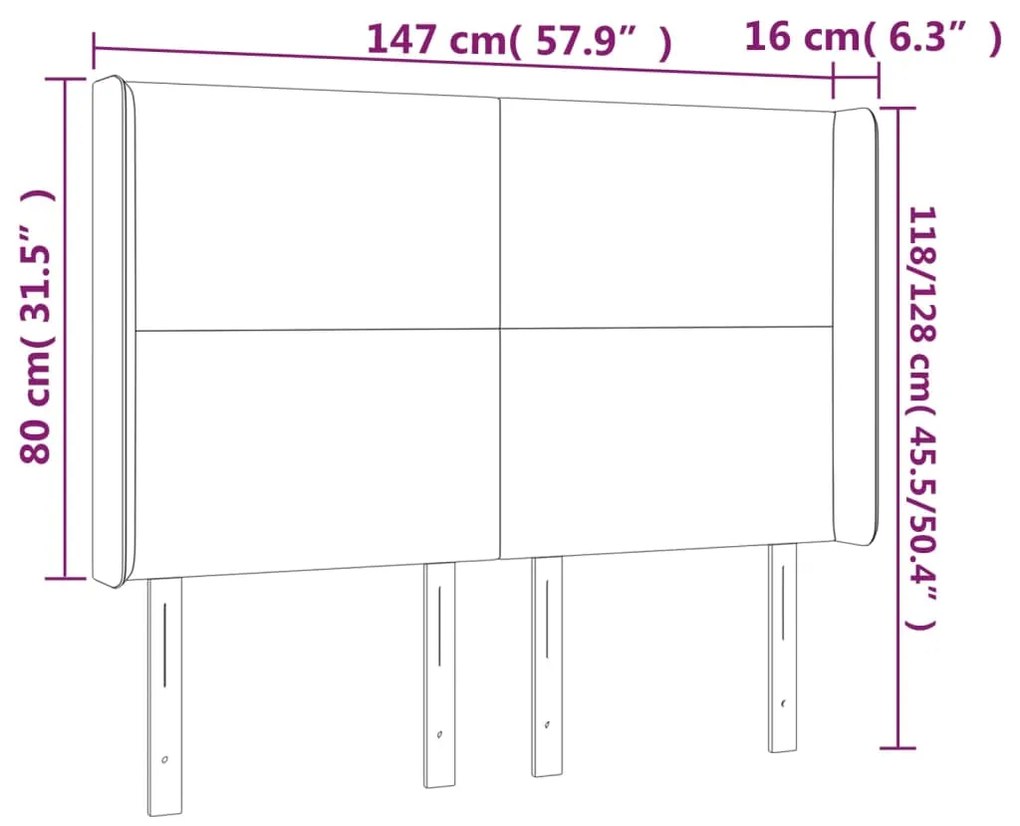 Cabeceira cama c/ abas couro artificial 147x16x118/128cm branco