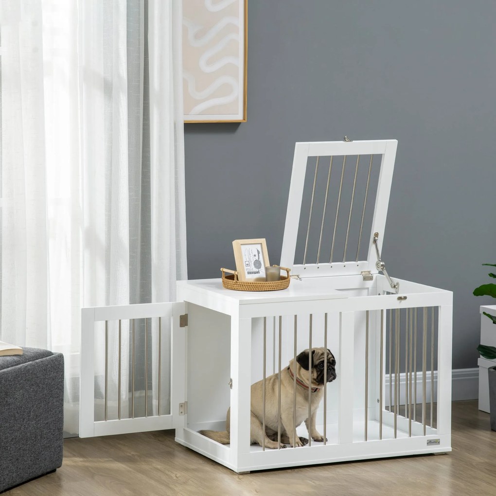 PawHut Gaiola para Cães com 2 Portas Bloqueáveis Casa para Cães de Tam