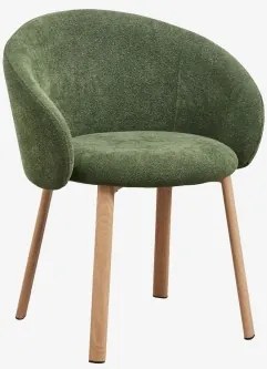 Pack De 4 Cadeiras De Jantar Estofadas Nairea Madeira Natural & Chenille Verde Sálvia - Sklum
