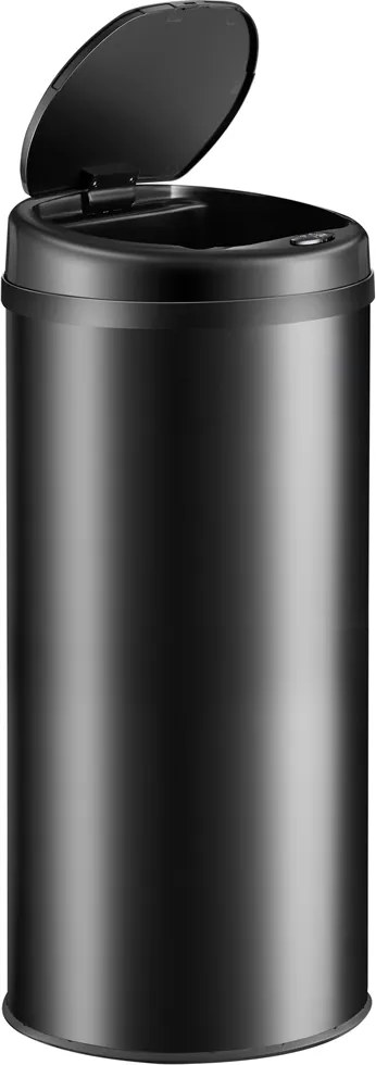 Caixote do lixo em aço inoxidável com sensor e até 50 L, Ø31 x 78 cm Preto