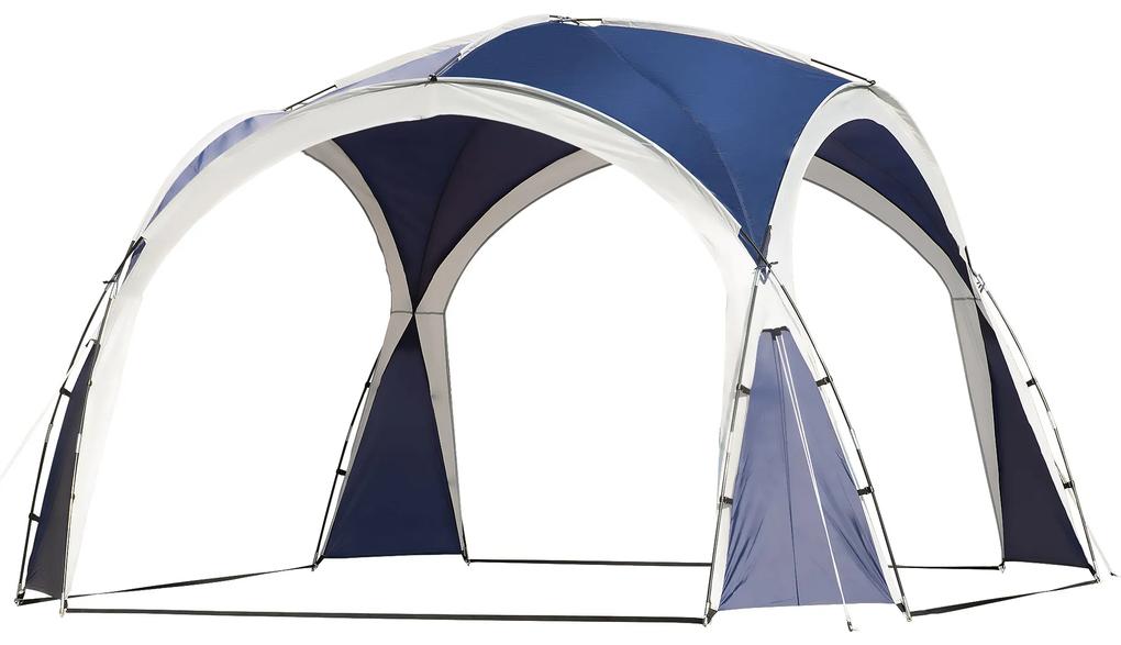 Abrigo de Campismo 3,5x3,5 m Toldo de Campismo Dobrável com Gancho Proteção UV e Bolsa de Transporte Azul e Cinza Claro