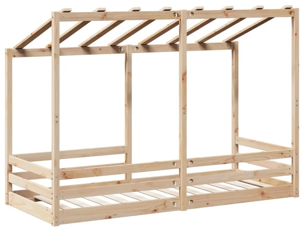 Cama infantil com telhado 75x190 cm madeira de pinho maciça