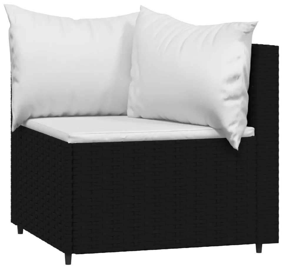 4 pcs conjunto lounge de jardim c/ almofadões vime PE preto