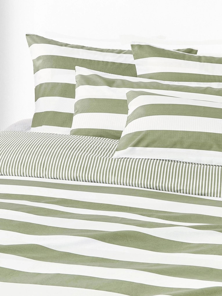 Capa de edredão reversível em algodão às riscas Lorena