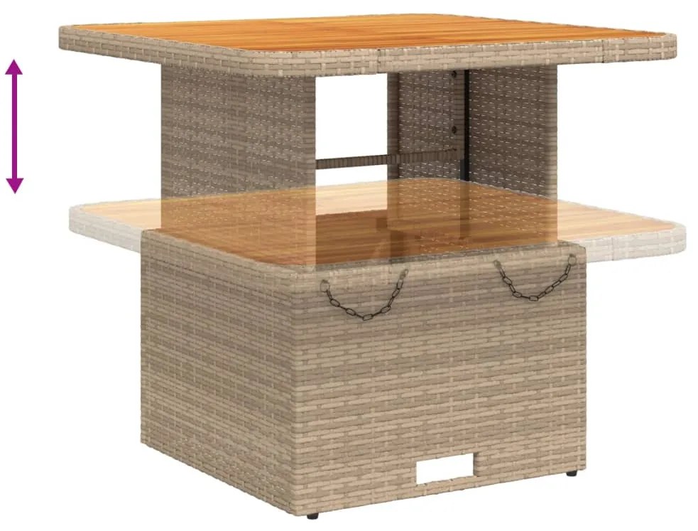 3 pcs conjunto de jantar p/ jardim com almofadões vime PE bege