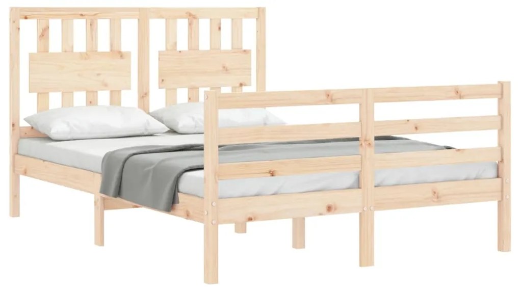 Estrutura de cama com cabeceira 140x190 cm madeira maciça