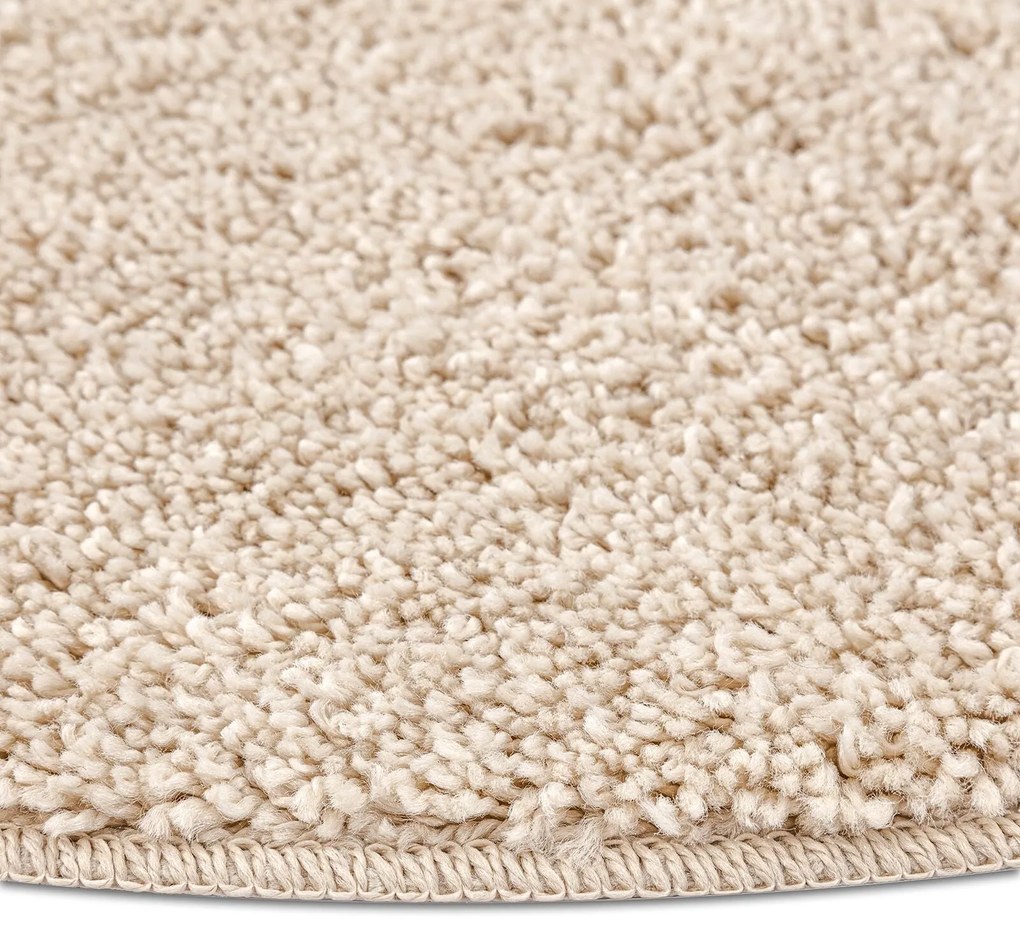 Tapete Shaggy com Base de Látex Creme ø160 cm