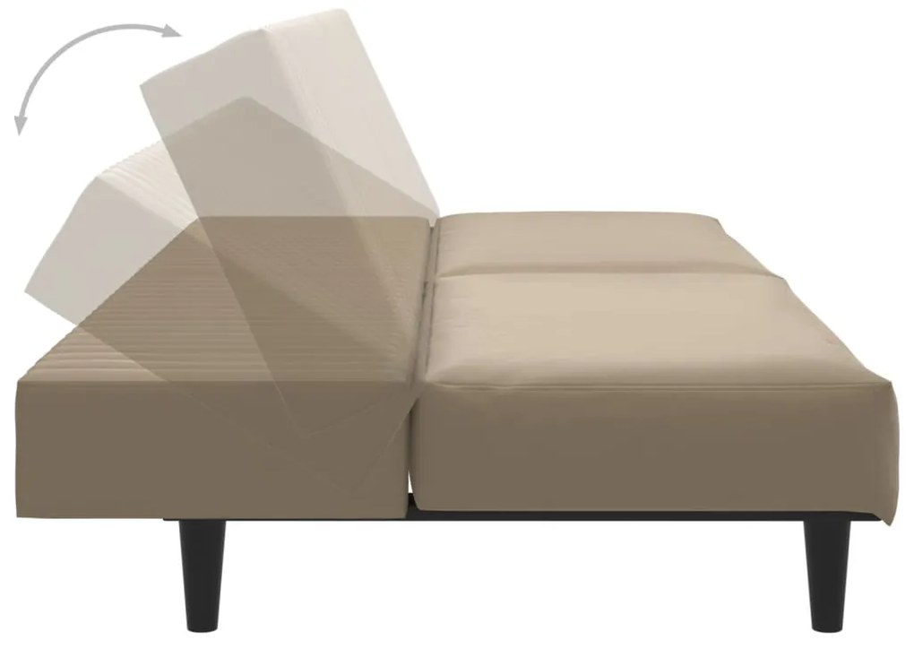Sofá-cama de 2 lugares couro artificial cappuccino