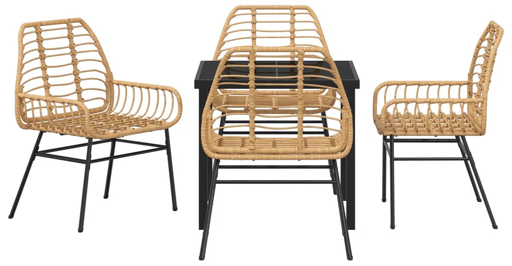 Conjunto de Jantar de Jardim 5 Peças Castanho Vime PE