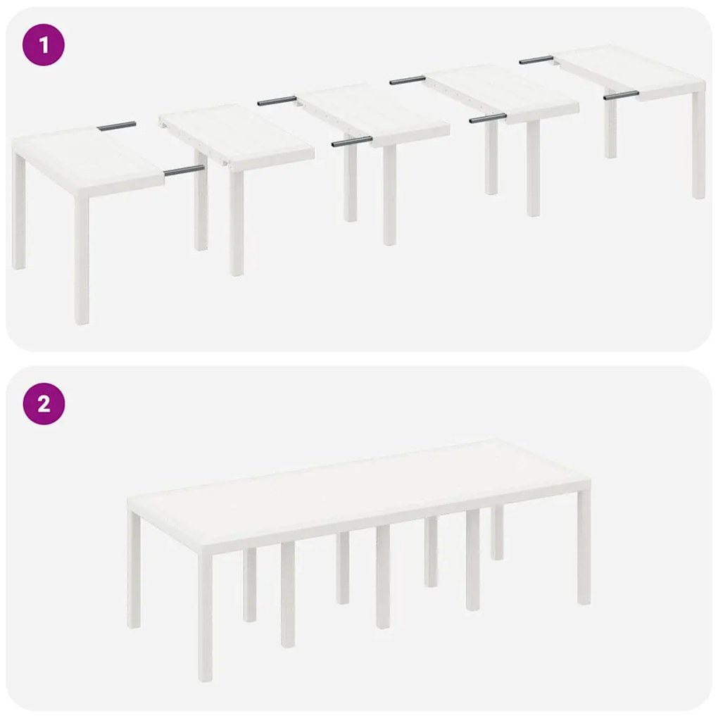 Conjunto de Jantar de Jardim 11 pcs Branco 250 x 100 x 73 cm