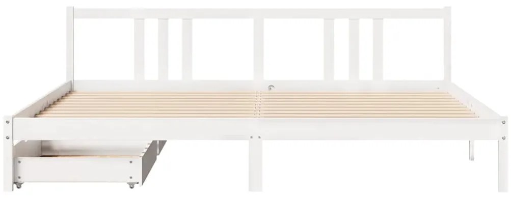 Cama sem colchão 200x200 cm madeira de pinho maciça branco