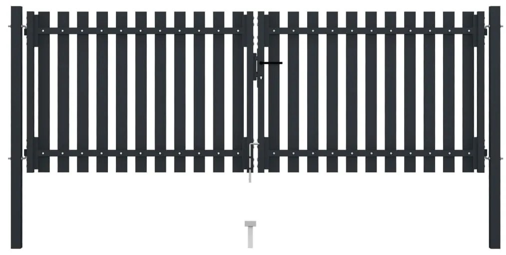 Portão de cerca com porta dupla 306x150 cm aço antracite
