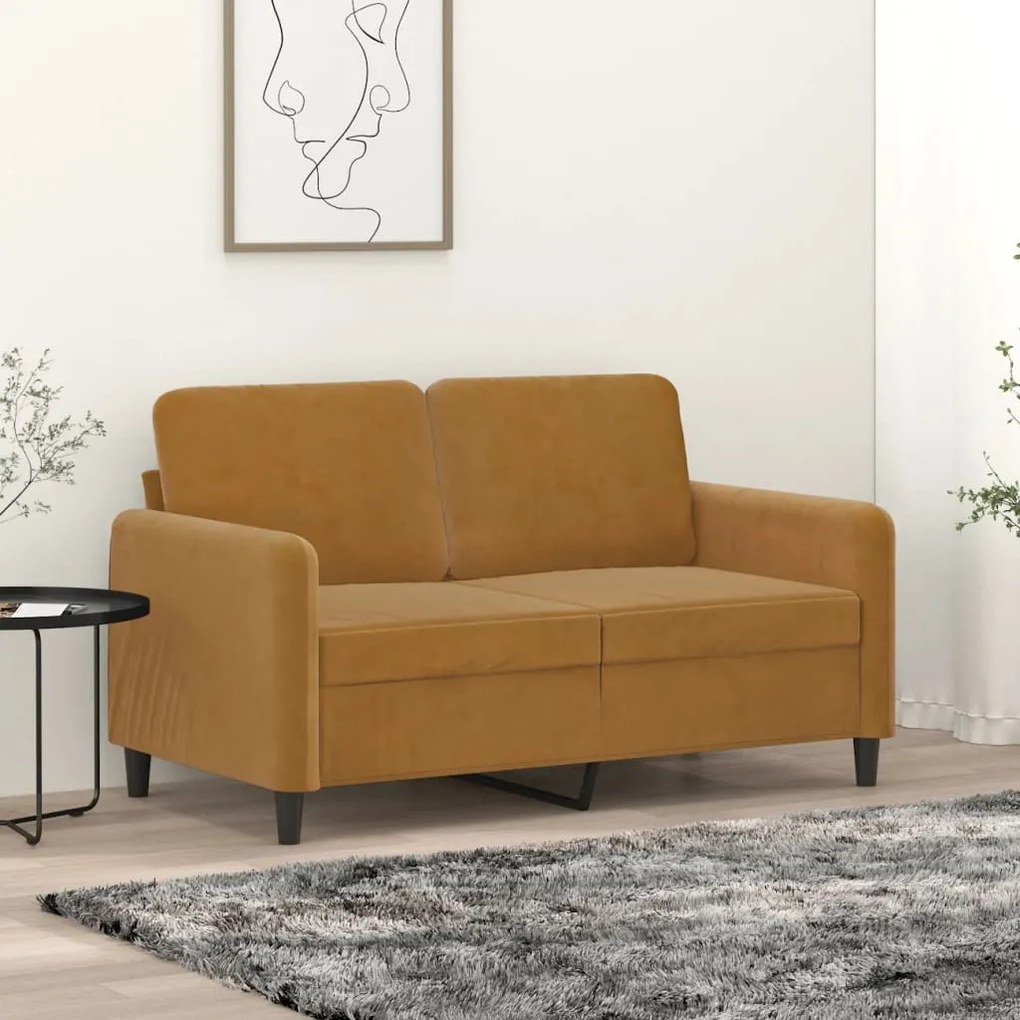 vidaXL Sofá de 2 lugares veludo 120 cm castanho