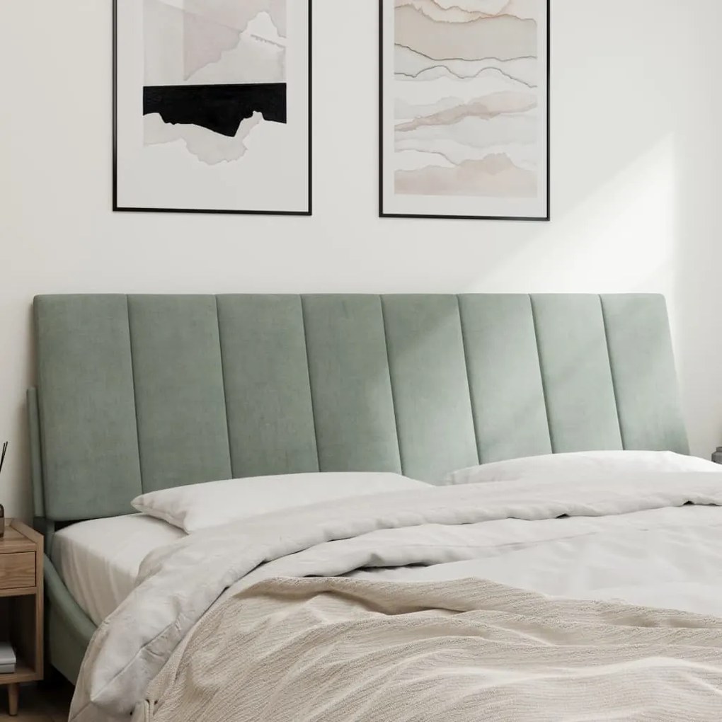 Almofadão de cabeceira 160 cm veludo cinzento-claro