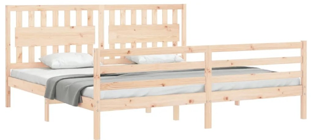 Estrutura de cama com cabeceira 200x200 cm madeira maciça