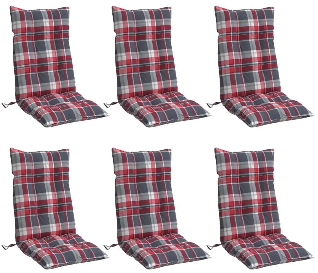 Almofadões cadeira encosto alto 6 pcs oxford xadrez vermelho
