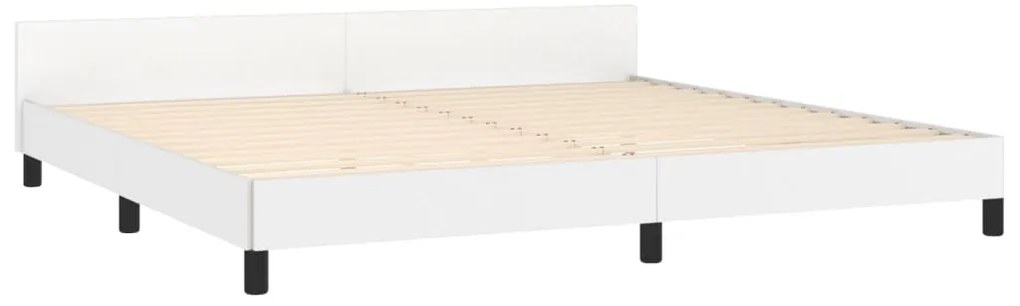 Estrutura cama c/ cabeceira couro artificial 200x200 cm branco