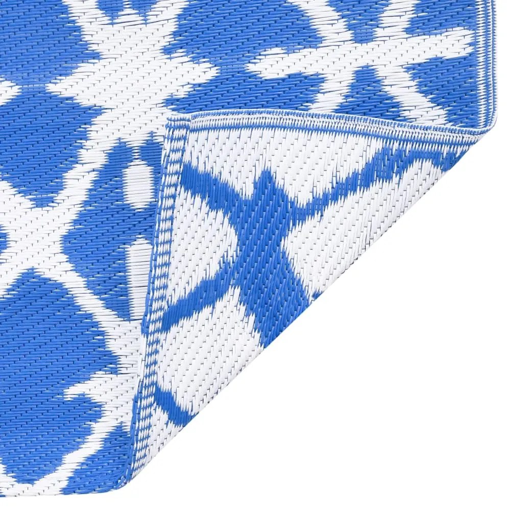 Tapete de exterior 80x150 cm ARAKIL PP azul e branco
