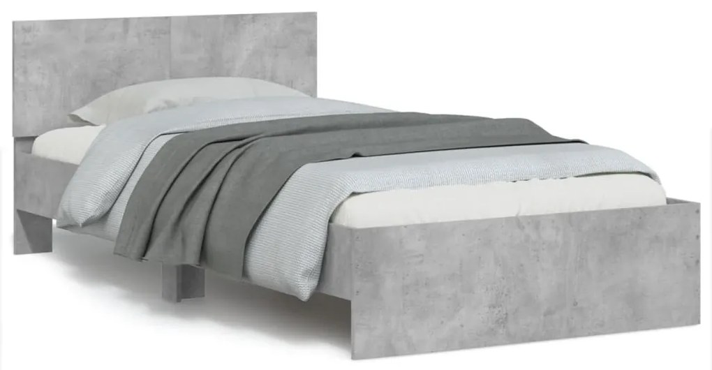 vidaXL Estrutura de cama c/ cabeceira derivados madeira cinza-cimento