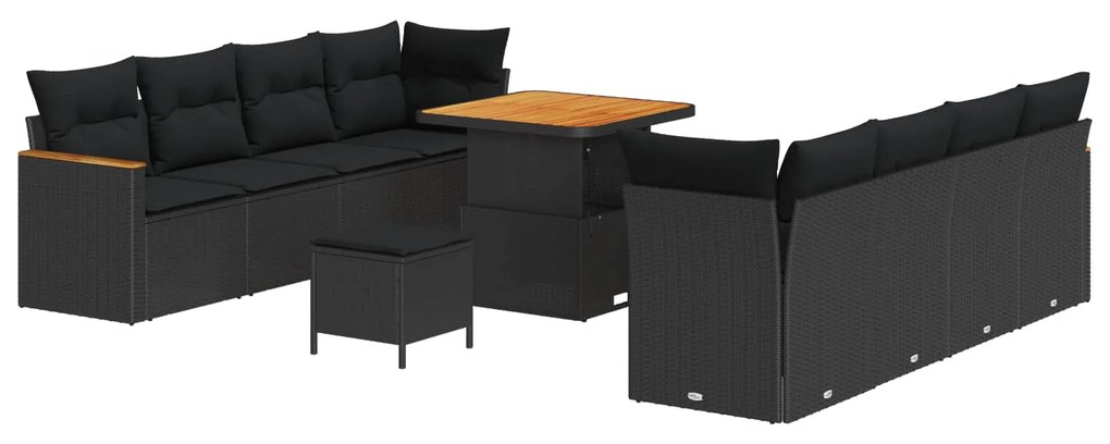 vidaXL Conjunto de Sofá de Jardim 11 pcs Preto vime PE