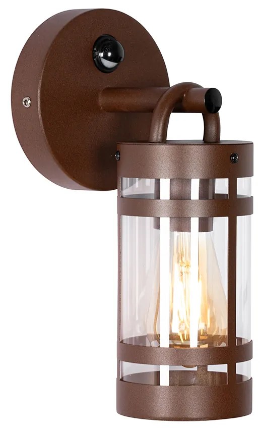 Candeeiro de parede exterior castanho ferrugem IP44 com sensor de movimento - Ruben