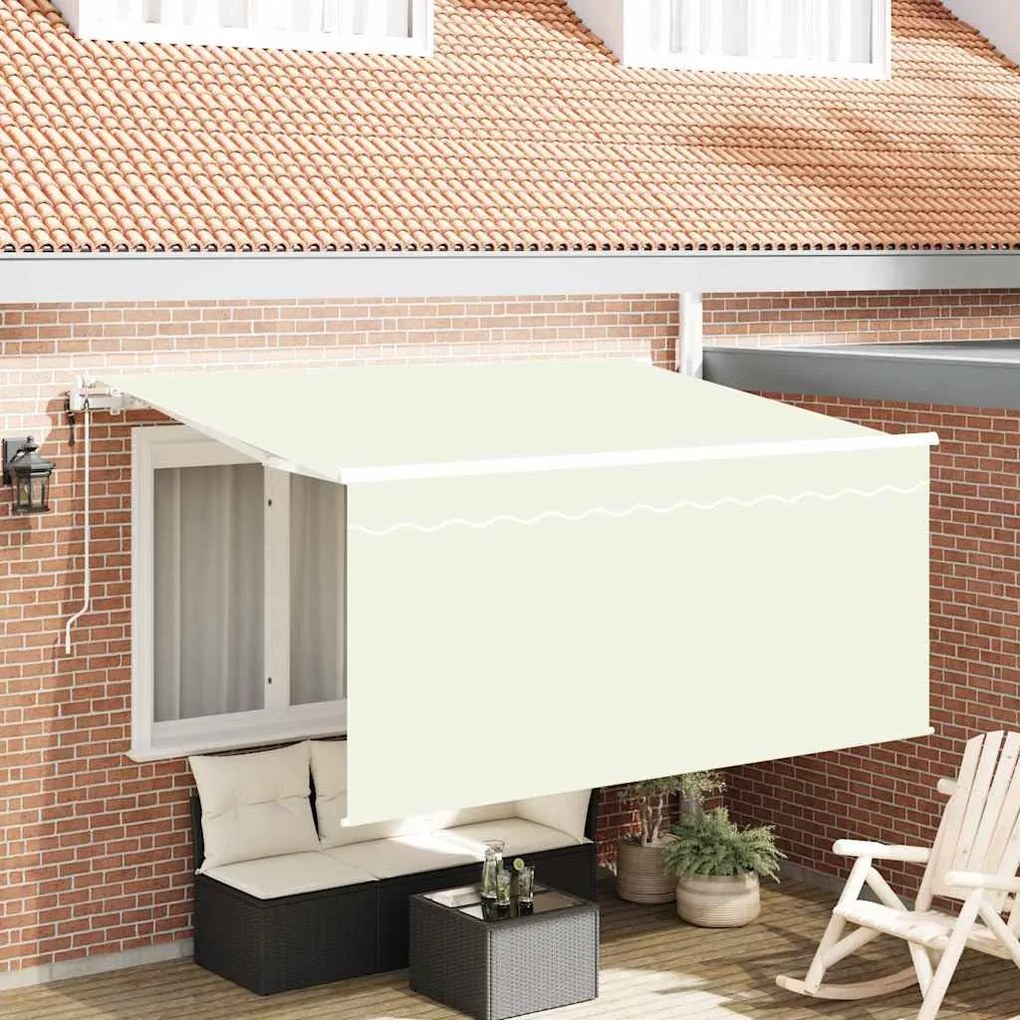 vidaXL Toldo Retrátil Creme Branco Castanho 300 x 200 cm