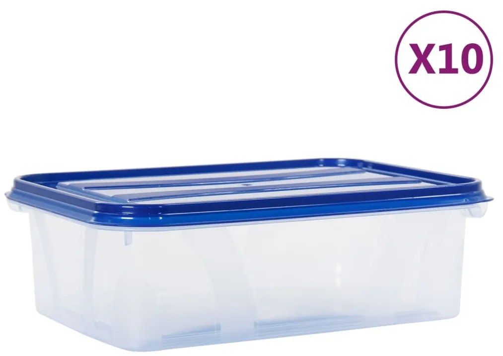 vidaXL Recipientes para alimentos com tampas 10 pcs PP
