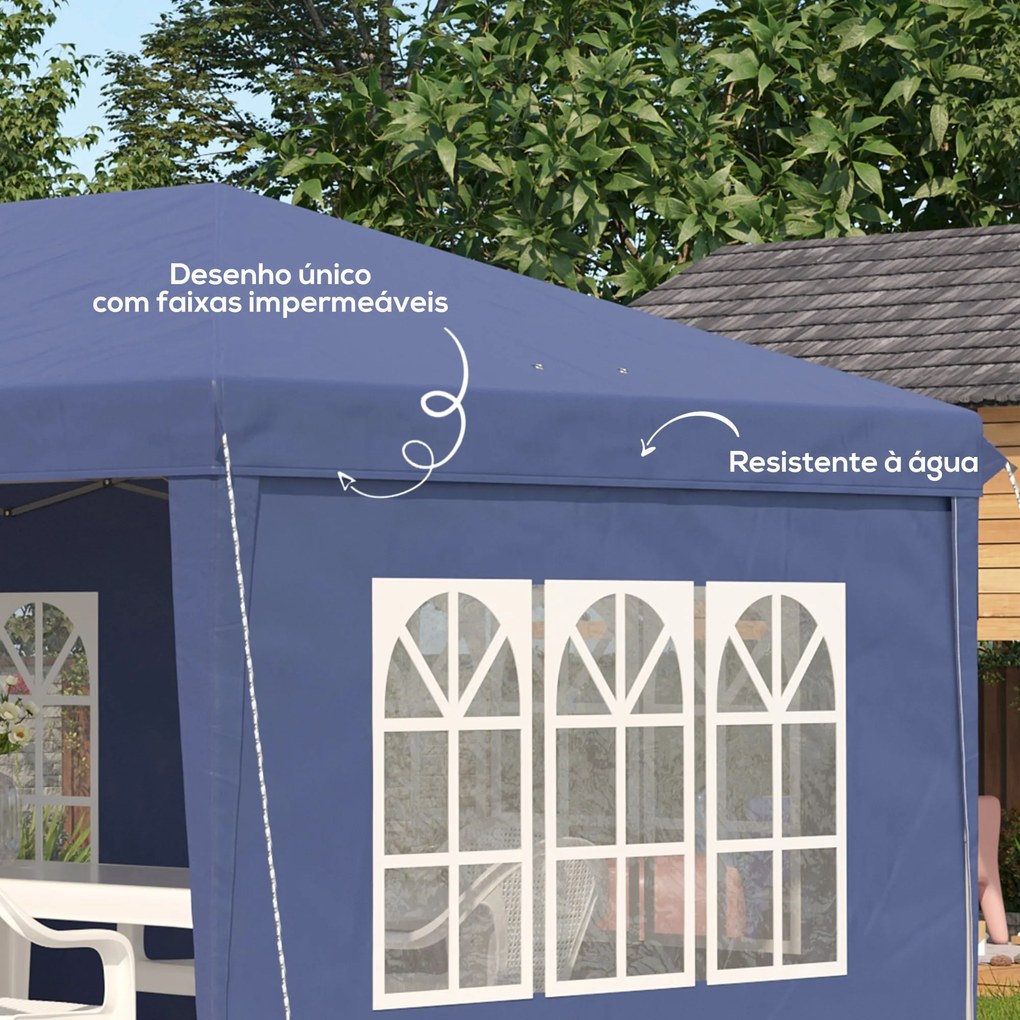 Tenda Dobrável 585x295x270 cm com 4 Paredes Laterais Amovíveis Tenda d