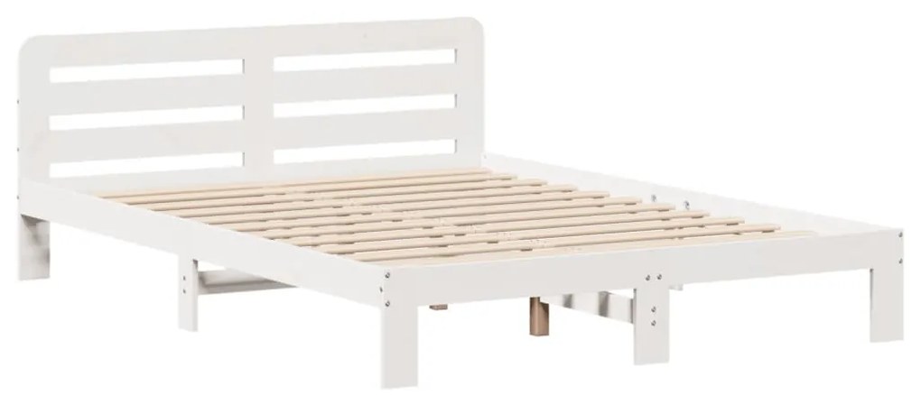 Cama sem colchão 150x200 cm madeira de pinho maciça branco