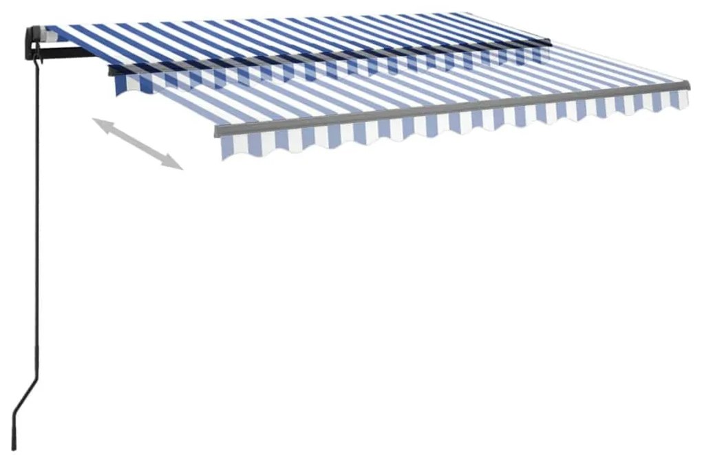 Toldo retrátil manual com LED 3x2,5 m azul e branco