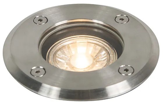 Foco de chão para exterior em aço 11cm IP67 - Basic Round Moderno