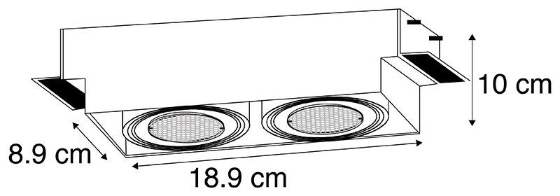LED Foco embutido inteligente preto sem moldura 2-luzes incl. Wifi GU10 - Oneon Honey Moderno