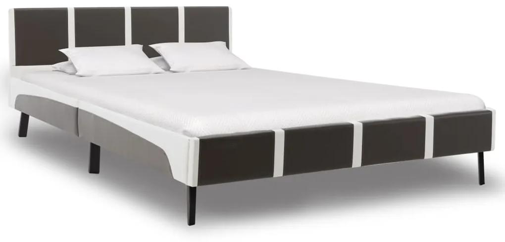 280295 vidaXL Estrutura de cama 160x200 cm couro artificial cinzento e branco