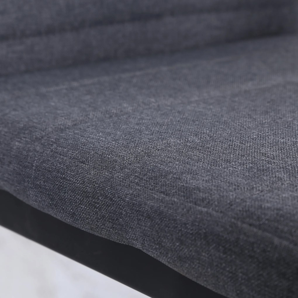 Conjunto de 4 Cadeiras de Sala de Jantar Estofadas em Linho e Pés de Metal para Cozinha Carga Máxima 120kg 41x50x97cm Cinza