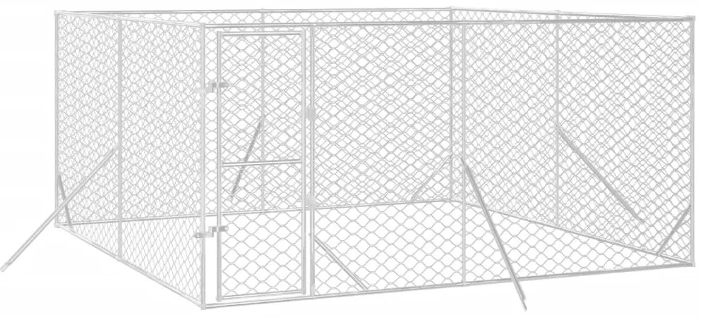 Canil de exterior 4x4x2 m aço galvanizado prateado