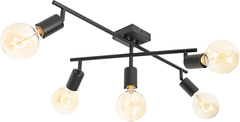 Candeeiro de teto moderno preto 5 luzes - Facil