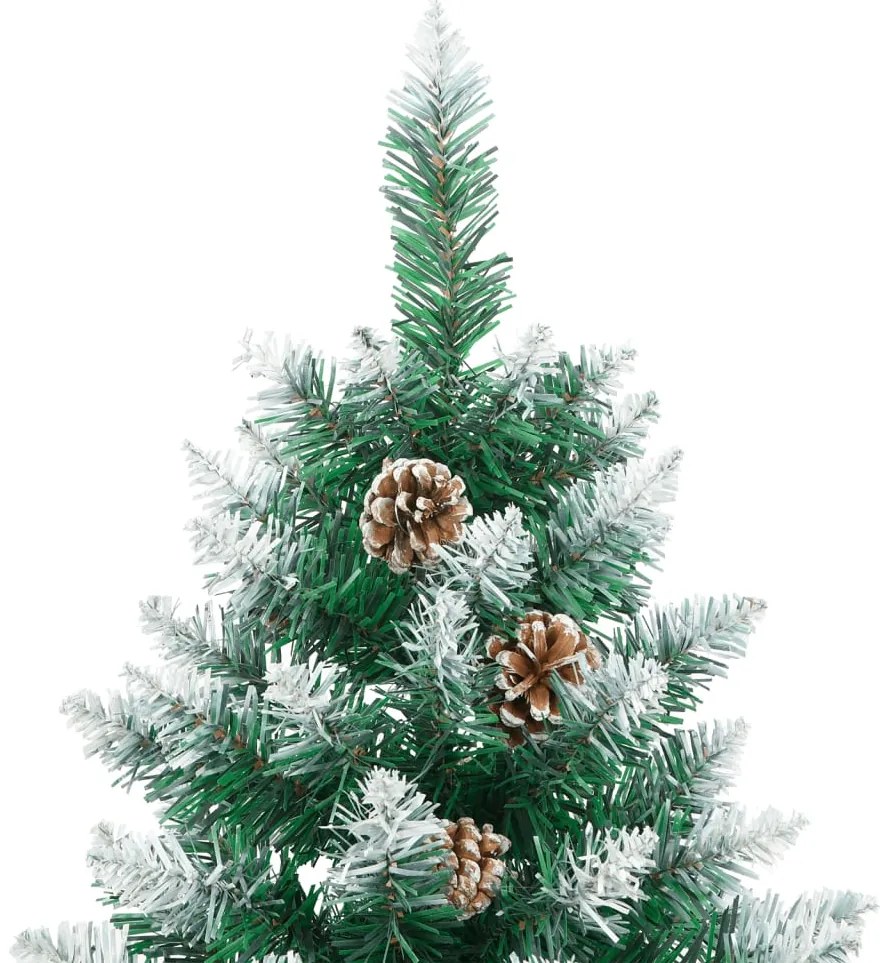 Árvore de Natal fina madeira genuína e neve branca 210 cm verde