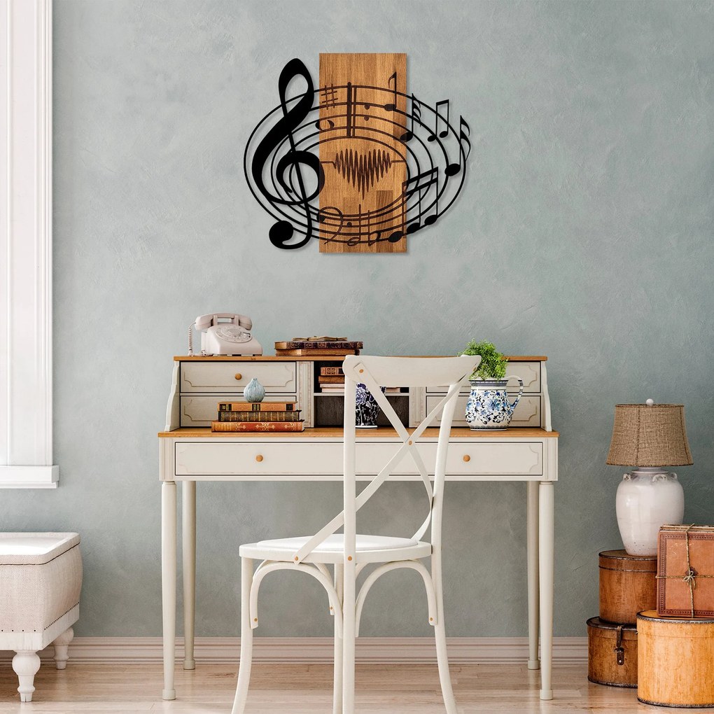 Acessório Decorativo de Parede Musical – Nogueira/Preto – 58 x 67 cm